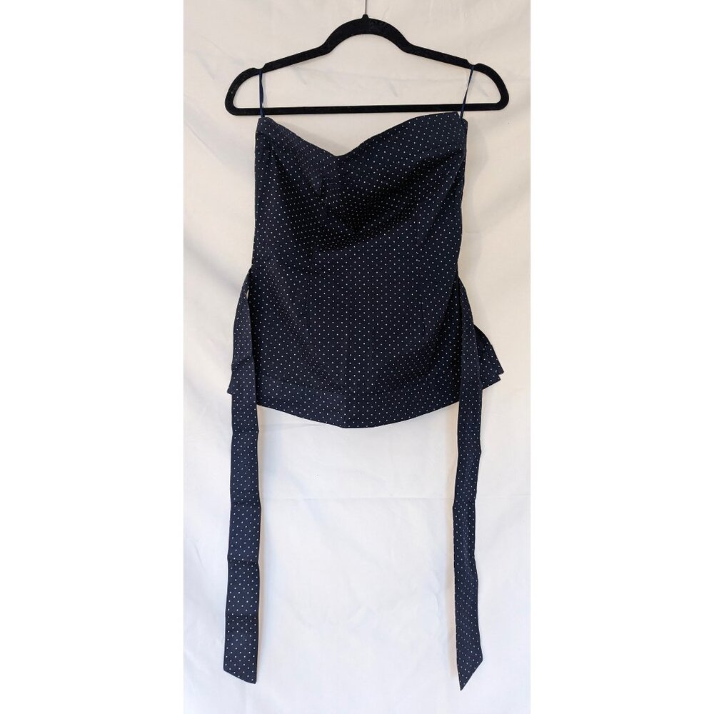 Navy Polka Dot Strapless tank - Costa Blanca - M